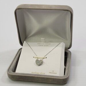 *B) Devin Rose New York Sterling Silver 925 Necklace Rhinestone Heart Pendant